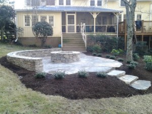 Stone Outdoor Seating Area With Steps